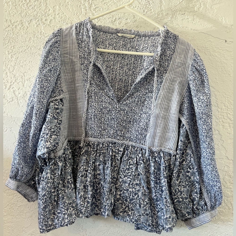 American Eagle Floral Boho Peasant Blouse (L)